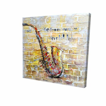 FONDO 32 x 32 in. Saxophone on Brick Wall-Print on Canvas FO3333387